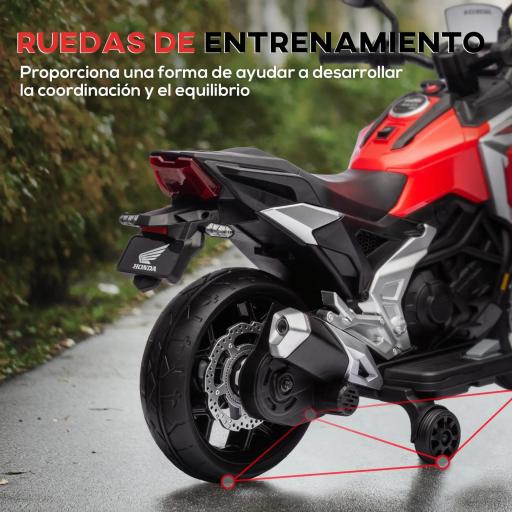 Moto Eléctrica para Niños de +3 Años con Licencia Honda con USB MP3 Luz LED y Velocidad 3 km/h Carga 30 kg Rojo [9]