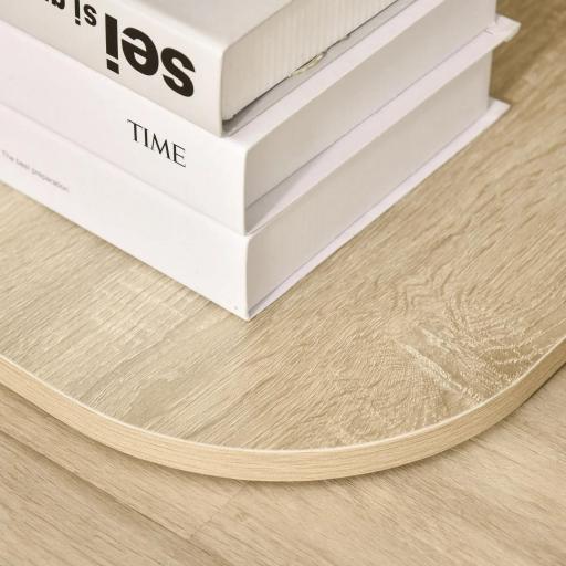 Mesita Auxiliar de Salón Moderna Mesilla de Noche con 3 Estantes Tablero de Cristal Mesita de Café para Sala de Estar Dormitorio 40x40x56 cm Madera Natural [5]