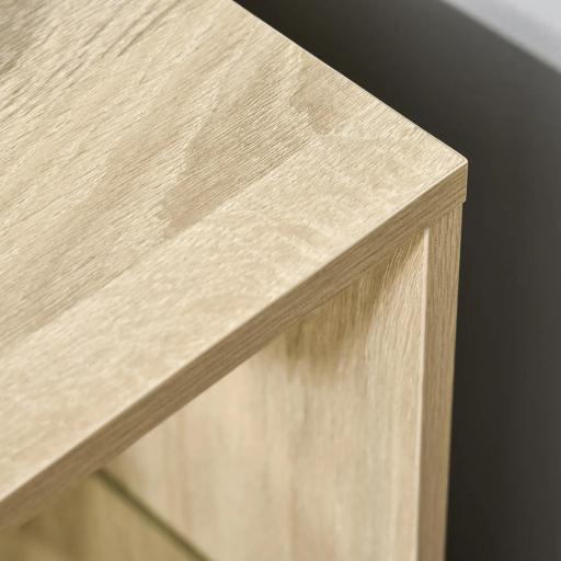 Mesita Auxiliar de Salón Moderna Mesilla de Noche con 3 Estantes Tablero de Cristal Mesita de Café para Sala de Estar Dormitorio 40x40x56 cm Madera Natural [6]