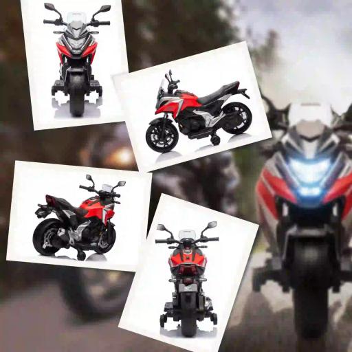 Moto Eléctrica para Niños de +3 Años con Licencia Honda con USB MP3 Luz LED y Velocidad 3 km/h Carga 30 kg Rojo [2]