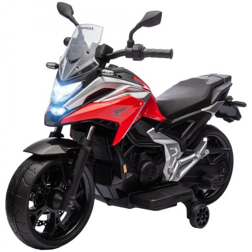Moto Eléctrica para Niños de +3 Años con Licencia Honda con USB MP3 Luz LED y Velocidad 3 km/h Carga 30 kg Rojo [5]