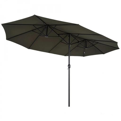 Sombrilla Doble para Jardín 460x270x240 cm Parasol Anti UV con Manivela para Exterior Patio Terraza Piscina Color Gris [9]