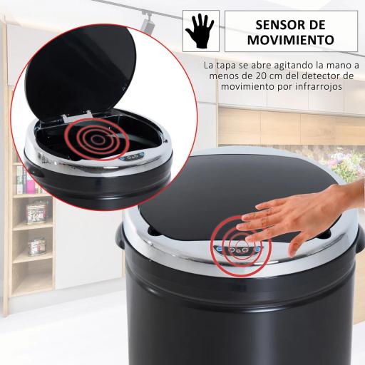 Cubo de Basura Automático 50L con Tapa Cierre Suave y Silencioso Cuerpo de Acero Inoxidable Negro [3]