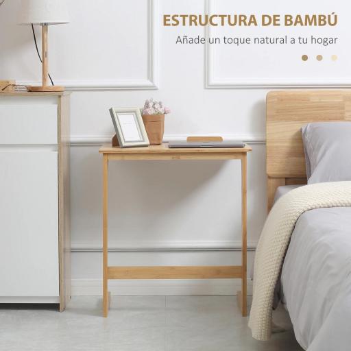 Mesa Auxiliar de Bambú en Forma de C con Encimera Abatible y Ángulo Ajustable 140-180° 60x33x67 cm Natural [4]