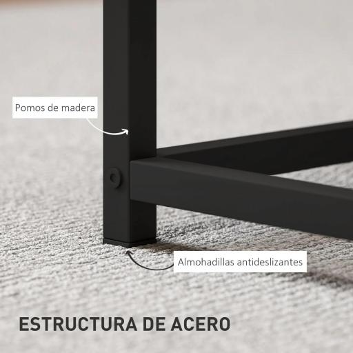 Juego de 2 Mesas de Centro Mesa Nido Moderna Mesitas Auxiliares Patas de Acero para Salón Dormitorio Oficina Roble [2]