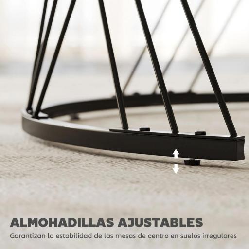 Juego de 2 Mesas Nido Mesas de Centro para Salón Redondas con Tablero con Diseño de Mármol Gris y Blanco [4]