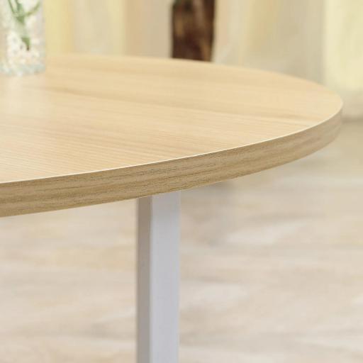 Juego de 2 Mesas de Centro Ø65x32 cm y Ø45x26 cm con Encimera de Madera y Patas de Metal Natural y Blanco [6]
