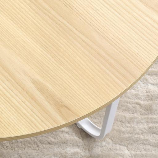 Juego de 2 Mesas de Centro Ø65x32 cm y Ø45x26 cm con Encimera de Madera y Patas de Metal Natural y Blanco [7]
