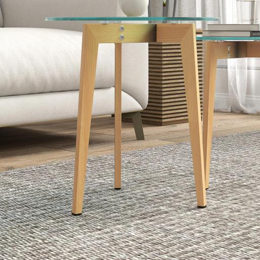 Set de 2 Mesas Auxiliares Modernas de Ø50x45 cm y Ø40x40 cm con Encimera de Vidrio Templado y Estructura de Acero [3]