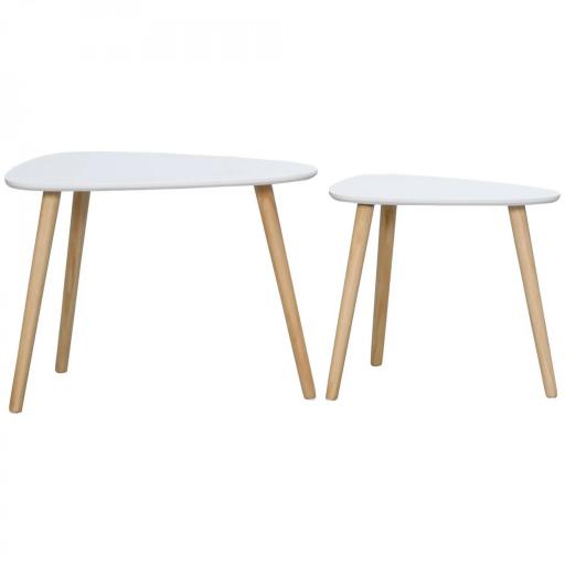 Juego de 2 Mesas Auxiliares Mesas Nido para Salón Dormitorio Oficina 59,5x39,5x45 cm y 44,5x28,5x40 cm Blanco [3]