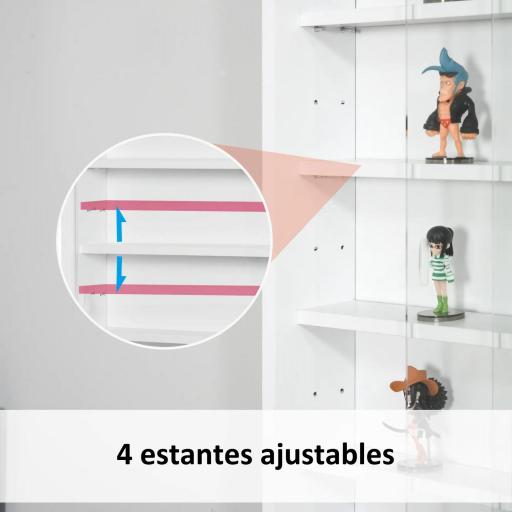 Vitrina Expositora Vitrina de Pared con Estantes Ajustables y 2 Puertas Correderas de Vidrio para Colecciones Perfumes Figuras de Decoración 80x9,5x60 cm Blanco [4]