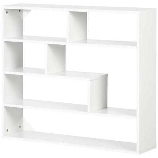 Estantería de Pared Balda Flotante con 7 Compartimientos Abiertos Estilo Moderno 94x19,5x80 cm Blanco [8]