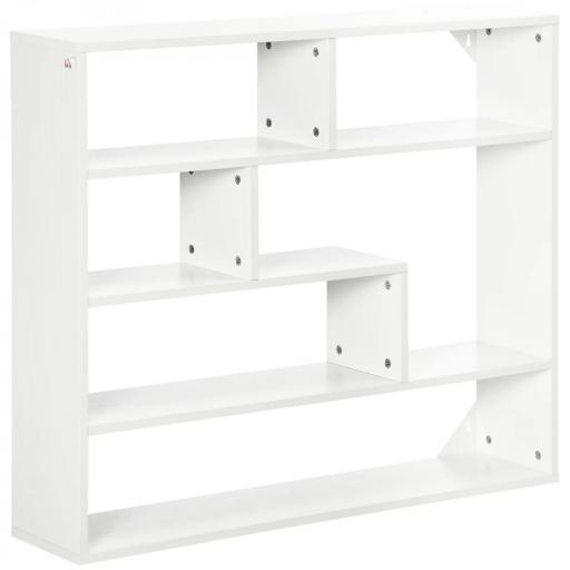 Estantería de Pared Balda Flotante con 7 Compartimientos Abiertos Estilo Moderno 94x19,5x80 cm Blanco [9]