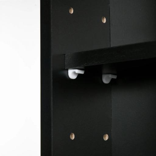 Vitrina de Pared Vitrina de Madera con Estantes Ajustables y 2 Puertas Correderas de Cristal 80x9,5x60 cm Negro [2]