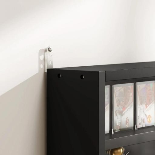 Vitrina de Pared Vitrina de Madera con Estantes Ajustables y 2 Puertas Correderas de Cristal 80x9,5x60 cm Negro [7]