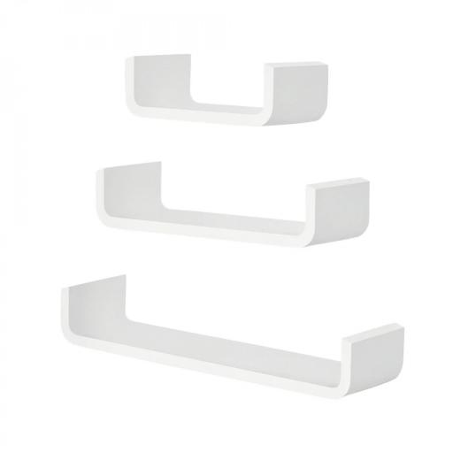 Set de 3 Estanterías Flotantes 60/45/30x15x10 cm Estantes de Pared de Madera Almacenamiento de Libros Fotos Decoración para Salón Pasillo Habitación Blanco [2]