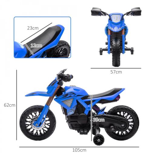 Moto Eléctrica para Niños de +3 Años Moto de Batería para Niños 12V con Ruedas Auxiliar y Bocina Carga 30 kg Azul [1]