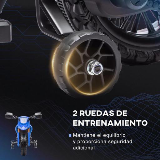 Moto Eléctrica para Niños de +3 Años Moto de Batería para Niños 12V con Ruedas Auxiliar y Bocina Carga 30 kg Azul [6]