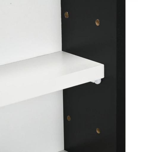 Vitrina Expositora Vitrina de Pared con Estantes Ajustables y 2 Puertas Correderas de Vidrio para Colecciones Perfumes Figuras de Decoración 80x9,5x60 cm Blanco y Negro [9]
