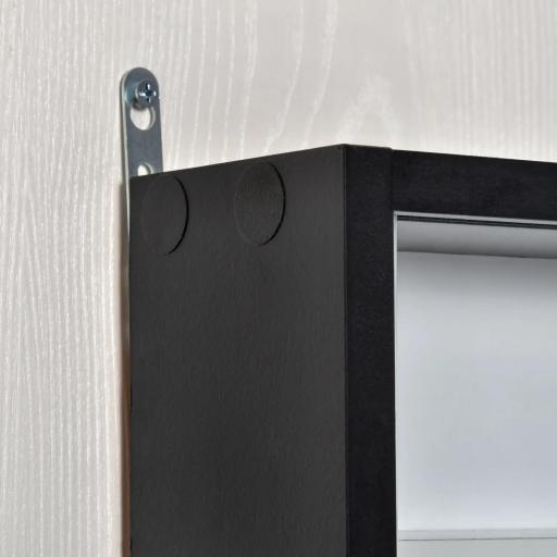 Vitrina Expositora Vitrina de Pared con Estantes Ajustables y 2 Puertas Correderas de Vidrio para Colecciones Perfumes Figuras de Decoración 80x9,5x60 cm Blanco y Negro [8]