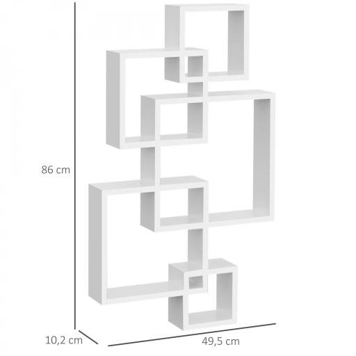 Estantería de Pared con 5 Cubos Estante Flotante de Madera para Salón Estilo Moderno 49,5x10,2x86 cm Blanco [1]