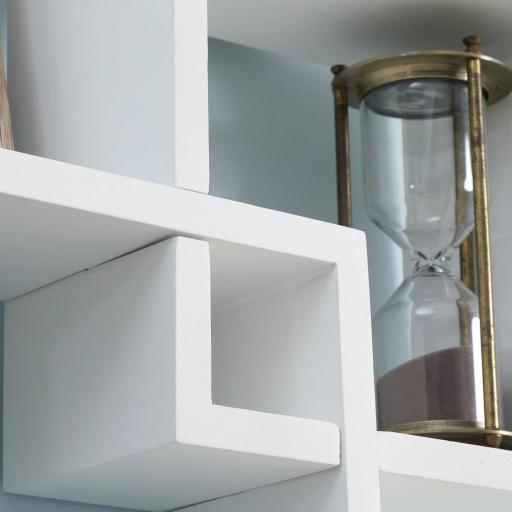 Estantería de Pared con 5 Cubos Estante Flotante de Madera para Salón Estilo Moderno 49,5x10,2x86 cm Blanco [7]