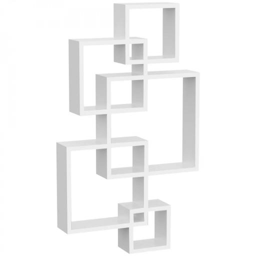 Estantería de Pared con 5 Cubos Estante Flotante de Madera para Salón Estilo Moderno 49,5x10,2x86 cm Blanco [9]