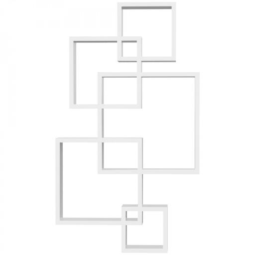 Estantería de Pared con 5 Cubos Estante Flotante de Madera para Salón Estilo Moderno 49,5x10,2x86 cm Blanco [8]