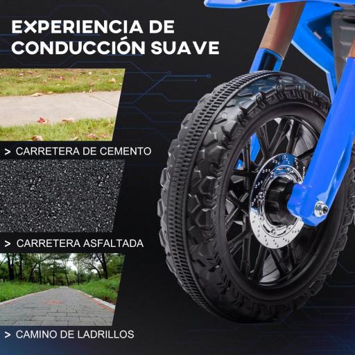 Moto Eléctrica para Niños de +3 Años Moto de Batería para Niños 12V con Ruedas Auxiliar y Bocina Carga 30 kg Azul [5]