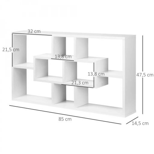 Estante de Pared Decorativo Juego de 8 Estantes Estantería para Libro CDs Baldas Flotantes Cubos Modernos 85x14.5x47.5cm carga 20kg Madera [1]