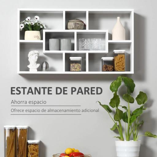 Estante de Pared Decorativo Juego de 8 Estantes Estantería para Libro CDs Baldas Flotantes Cubos Modernos 85x14.5x47.5cm carga 20kg Madera [2]