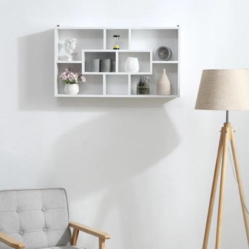 Estante de Pared Decorativo Juego de 8 Estantes Estantería para Libro CDs Baldas Flotantes Cubos Modernos 85x14.5x47.5cm carga 20kg Madera [6]