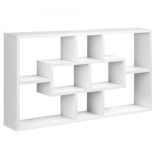Estante de Pared Decorativo Juego de 8 Estantes Estantería para Libro CDs Baldas Flotantes Cubos Modernos 85x14.5x47.5cm carga 20kg Madera [9]