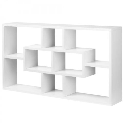 Estante de Pared Decorativo Juego de 8 Estantes Estantería para Libro CDs Baldas Flotantes Cubos Modernos 85x14.5x47.5cm carga 20kg Madera [8]