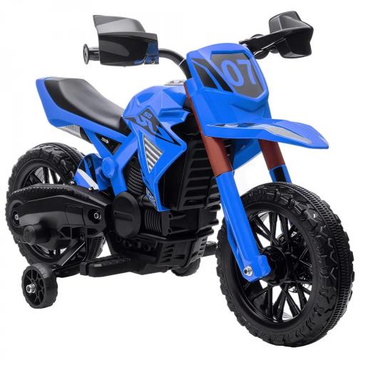 Moto Eléctrica para Niños de +3 Años Moto de Batería para Niños 12V con Ruedas Auxiliar y Bocina Carga 30 kg Azul [8]
