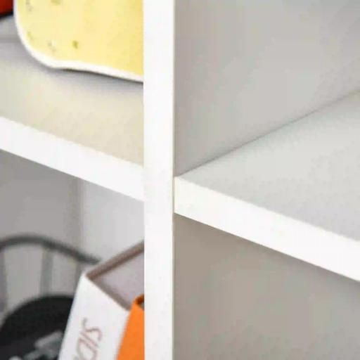 Estantería para Libros Estantes de Madera de 3 Niveles con 6 Cubos de Almacenaje para Sala de Estar Dormitorio Oficina 65,5x30x97,5 cm Blanco [7]