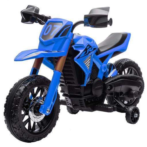 Moto Eléctrica para Niños de +3 Años Moto de Batería para Niños 12V con Ruedas Auxiliar y Bocina Carga 30 kg Azul [9]