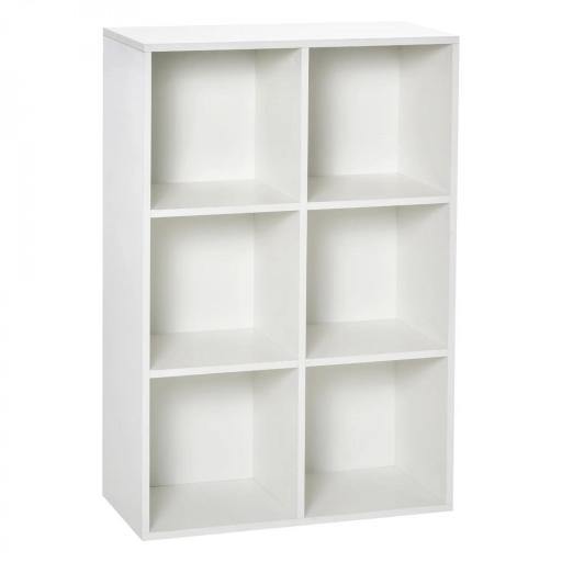 Estantería para Libros Estantes de Madera de 3 Niveles con 6 Cubos de Almacenaje para Sala de Estar Dormitorio Oficina 65,5x30x97,5 cm Blanco [9]