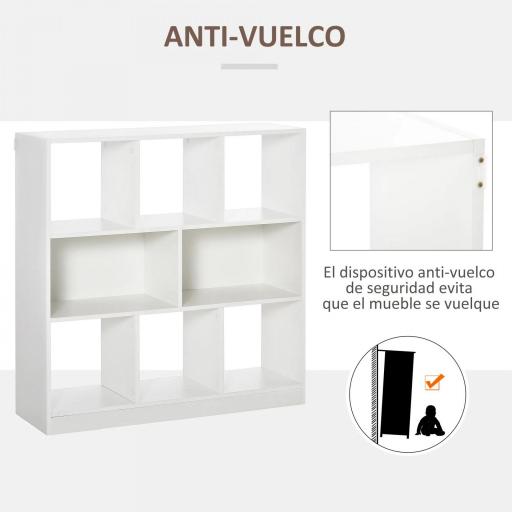 Estantería Librería con 8 Compartimentos Estantería de Exposición Moderno para Sala de Estar 97,5x30x100 cm Blanco [6]
