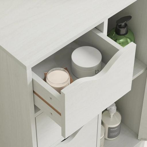 Armario de Salón con 4 Cajones 1 Puerta y Estante Interior Mueble de Almacenaje Multiusos 54x29x83 cm Blanco [6]
