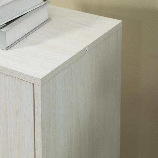 Armario de Salón con 4 Cajones 1 Puerta y Estante Interior Mueble de Almacenaje Multiusos 54x29x83 cm Blanco [7]