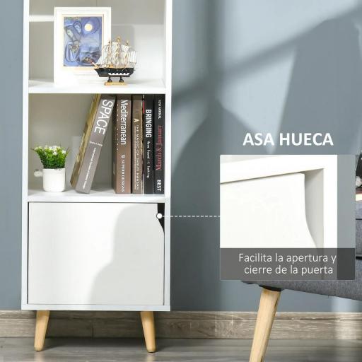 Estantería para Libros con 3 Estantes Abiertos Cajón Librería Moderno para Almacenamiento Juguetes 40x30x129,5 cm Blanco [3]