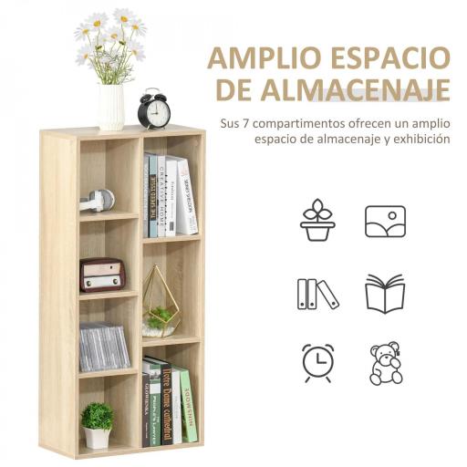 Estantería Librería de Madera Armario de Libros con 7 Compartimentos para Plantas Archivos 50x24x106 cm Roble [2]