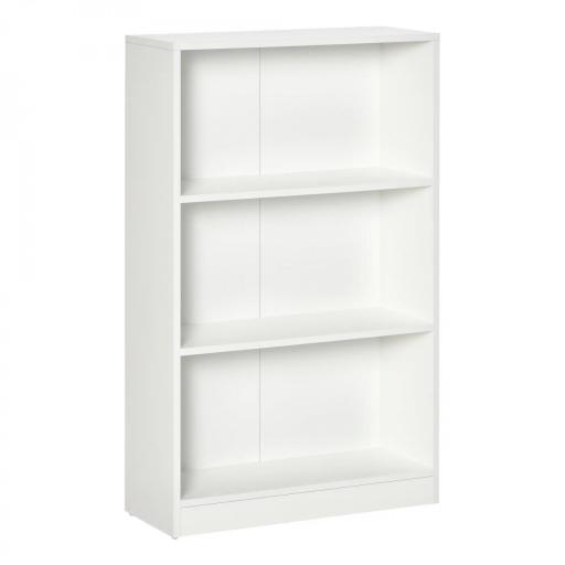 Estantería Librería con 3 Compartimentos de Almacenaje Libros CDs Plantas para Salón Estudio Dormitorio 62,2x24x102,4 cm Blanco [8]