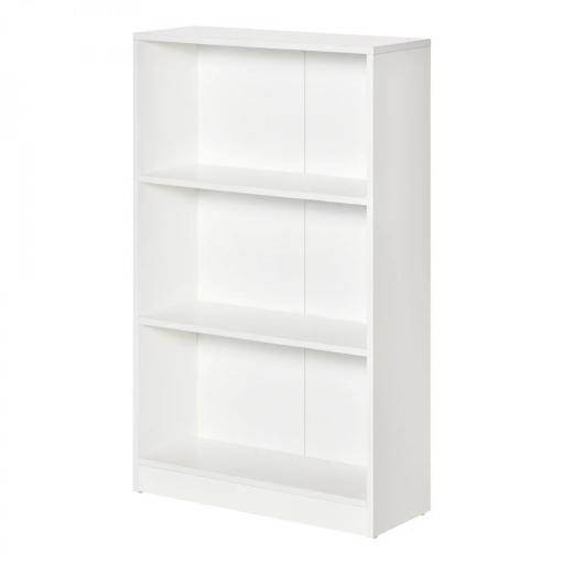 Estantería Librería con 3 Compartimentos de Almacenaje Libros CDs Plantas para Salón Estudio Dormitorio 62,2x24x102,4 cm Blanco [9]
