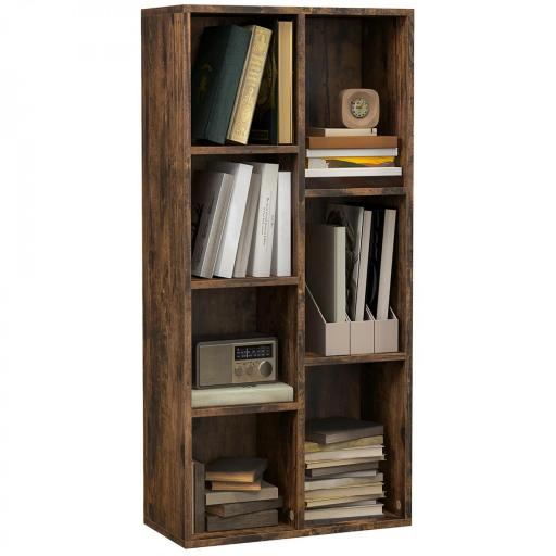 Estantería Librería de Madera Armario de Libros con 7 Compartimentos para Plantas Archivos 50x24x106 cm Marrón Rústico [8]