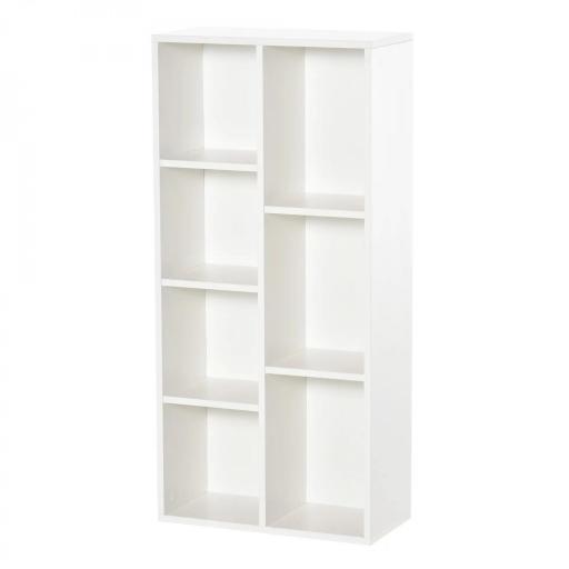 Estantería para Libros Librería de Madera con 7 Compartimentos de Almacenaje Plantas Archivos para Sala de Estar Dormitorio Oficina 50x24x106 cm Blanco [8]