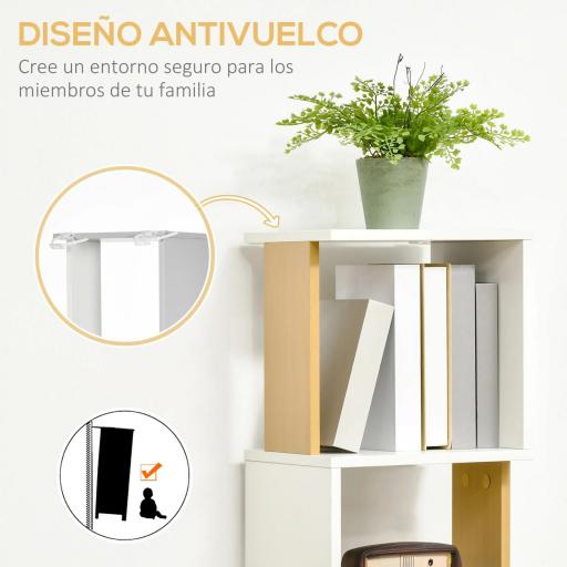 Estantería Librería en Forma S Estantería para Libros con 5 Estantes para Salón Oficina 33x28x161 cm Blanco [4]