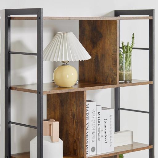 Estantería Librería de 4 Niveles con 8 Compartimentos de Almacenamiento Estilo Industrial para Sala de Estar Oficina Dormitorio 74x30x157,5 cm Marrón Rústico [6]