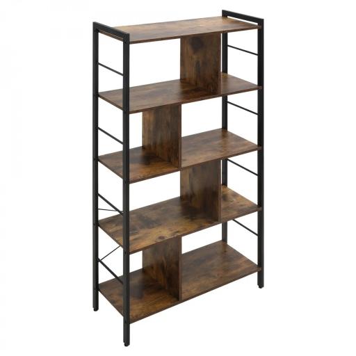 Estantería Librería de 4 Niveles con 8 Compartimentos de Almacenamiento Estilo Industrial para Sala de Estar Oficina Dormitorio 74x30x157,5 cm Marrón Rústico [8]